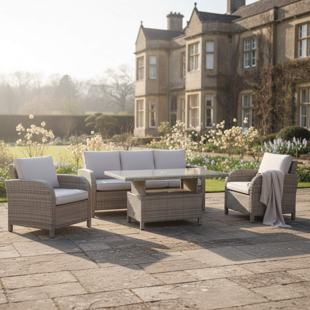 3-Seater Sofa Set with 2 Armchairs & Height Adjustable Table