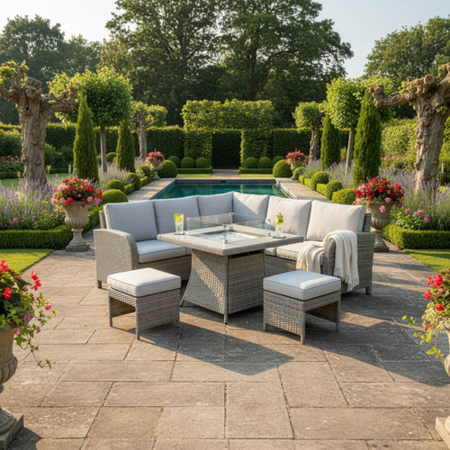 Square Corner Sofa Set with Firepit Table