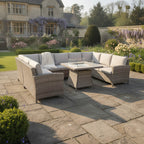 U Shaped Corner Sofa Set with Firepit Table