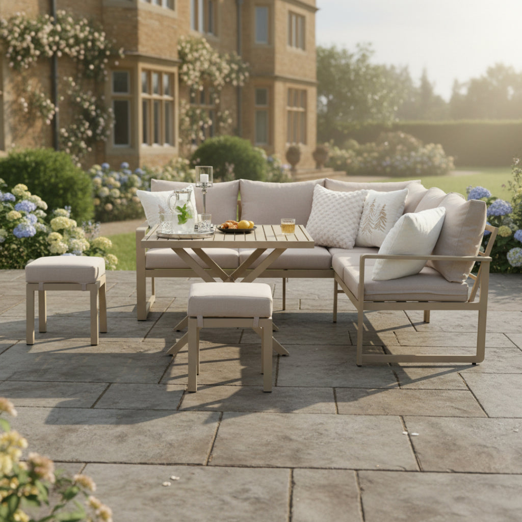 Square Corner Set with 2 Stools & X-leg Dining Table