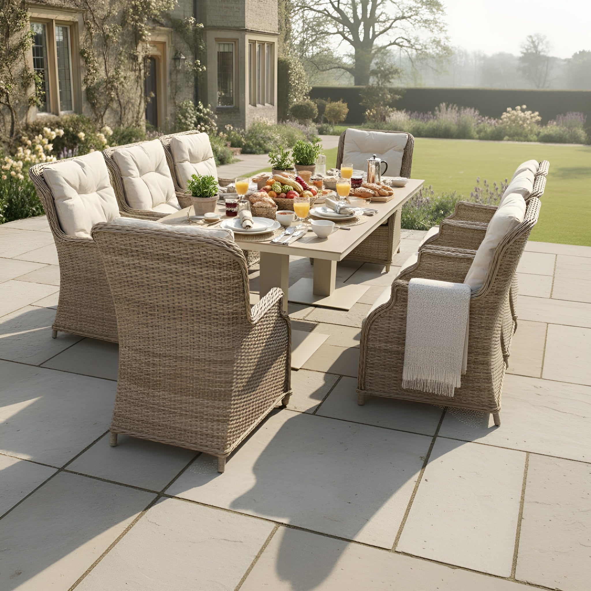 8 Chair Wingback Dining Set