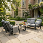 Reclining 3-Seater Sofa Set with 2 Reclining Armchairs & Piston Height Adjustable Table