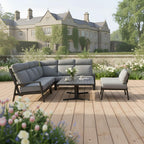 Reclining L Corner Sofa Set with 2 Stools & Piston Height Adjustable Table
