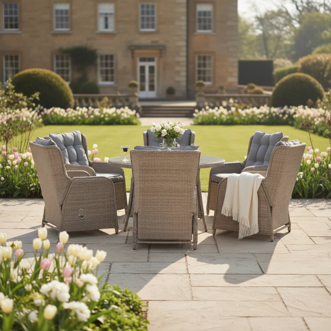 6 Chair Reclining Wingback Dining Set