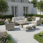 3-Seater Sofa Set with 2 Armchairs & Height Adjustable Table