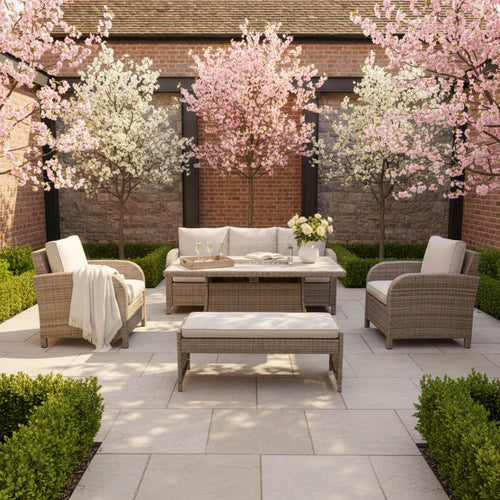 3-Seater Sofa Set with 2 Armchairs & Firepit Table