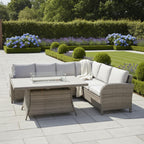 L Corner Sofa Set with Firepit Table