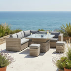 50p Corner Sofa Set with 2 Stools & Firepit Table