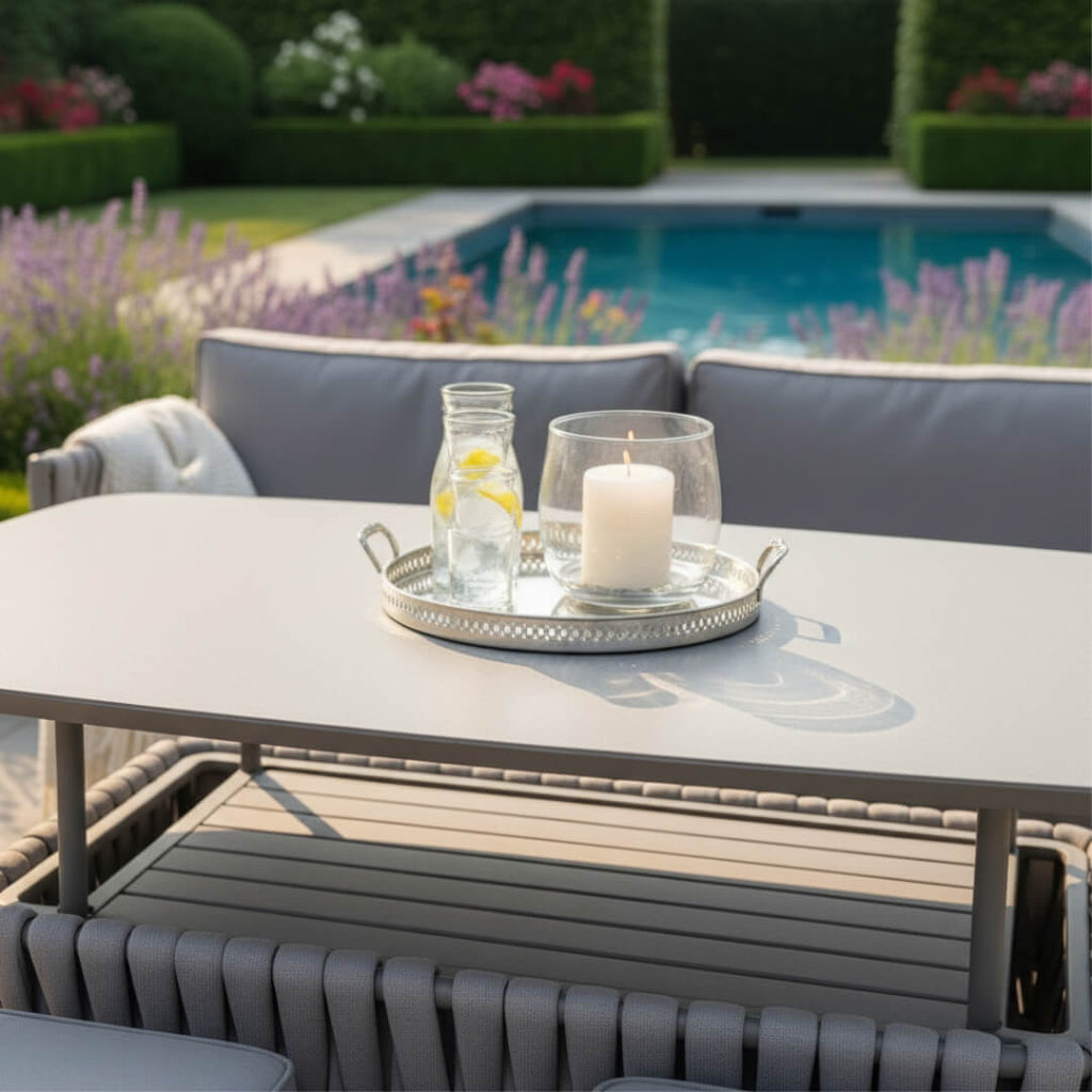 XL 3-Seater Sofa Set with 2 Armchairs, 2 Stools & Height Adjustable Table