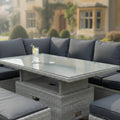 L Corner Sofa Set with Bench, Stool & Height Adjustable Table