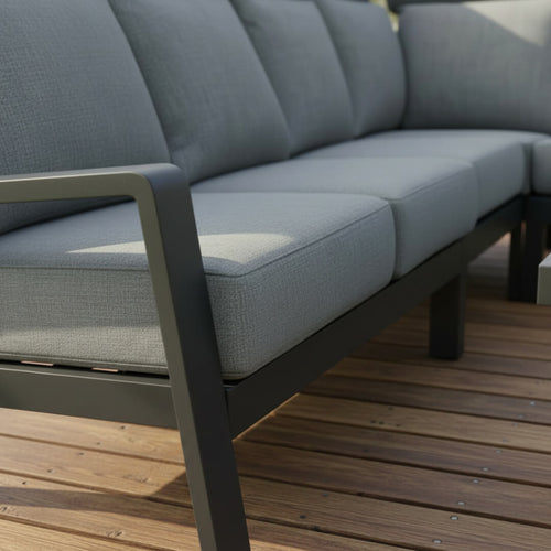 Reclining L Corner Sofa Set with 2 Stools & Piston Height Adjustable Table