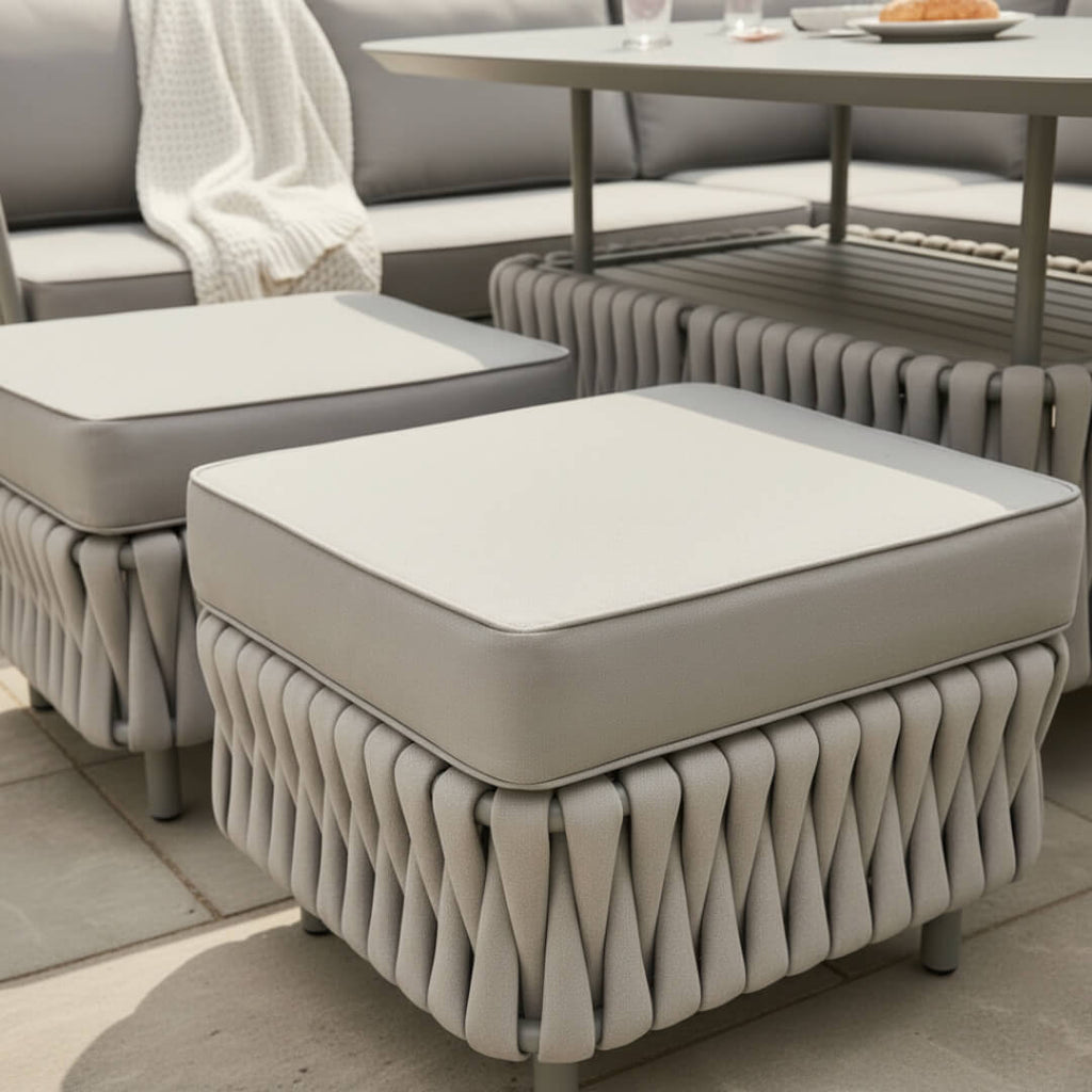 L Corner Sofa Set with Armchair, 2 Stools and Height Adjustable Table