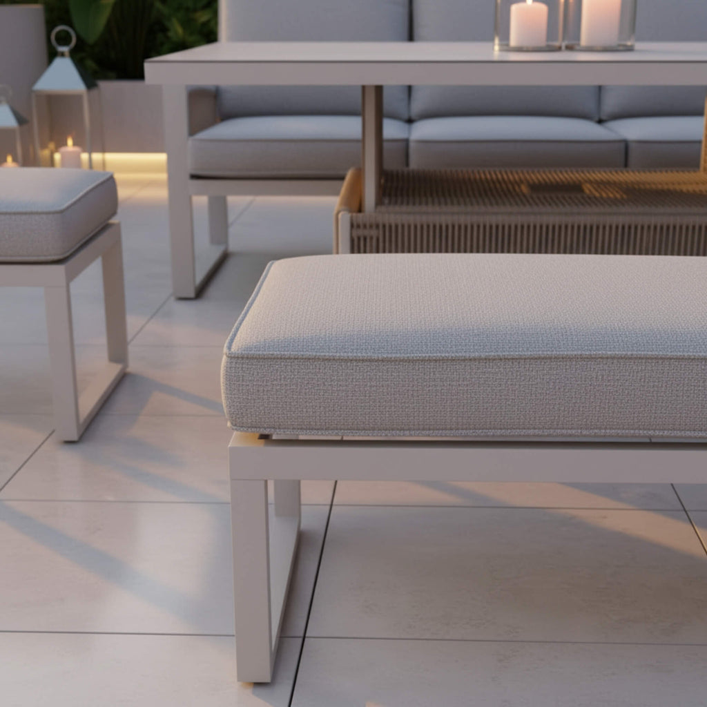 L Corner Sofa Set with Bench, Stool & Height Adjustable Table