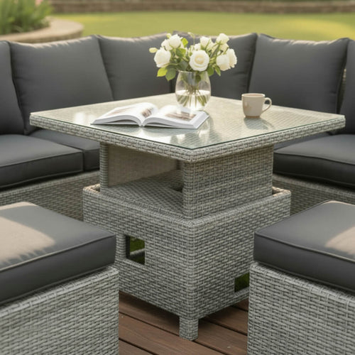 Square Corner Set with 2 Stools & Height Adjustable Table