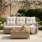 3-Seater Sofa Set with 2 Armchairs, 2 Stools & Standard Table
