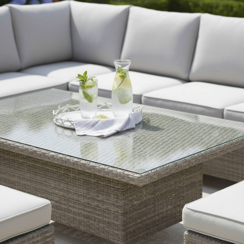 L Corner Sofa Set with Height Adjustable Table