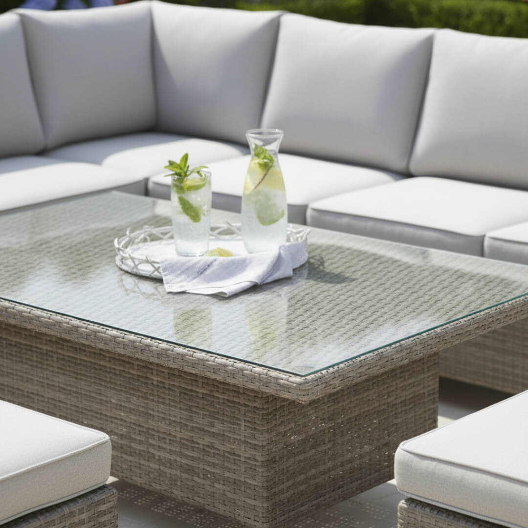 L Corner Sofa Set with Height Adjustable Table