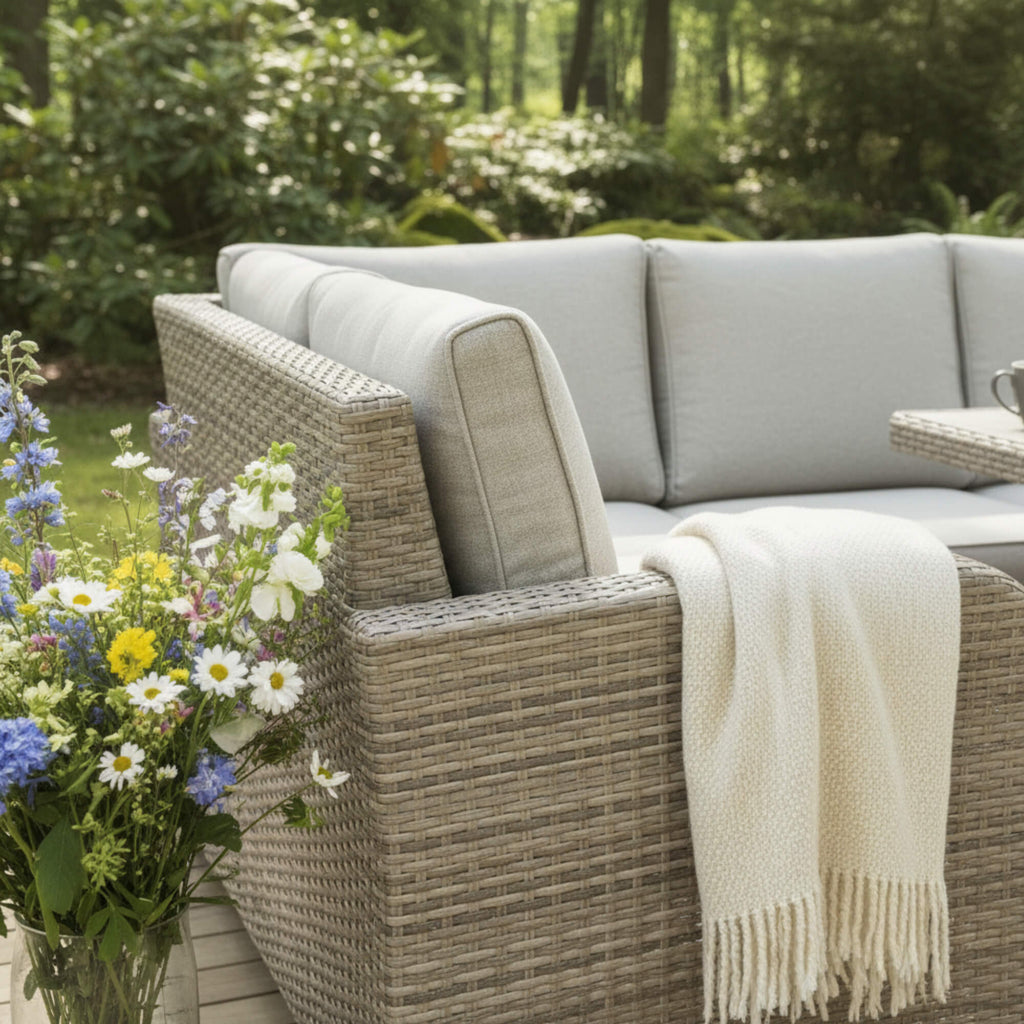 U Shaped Corner Sofa Set with Firepit Table