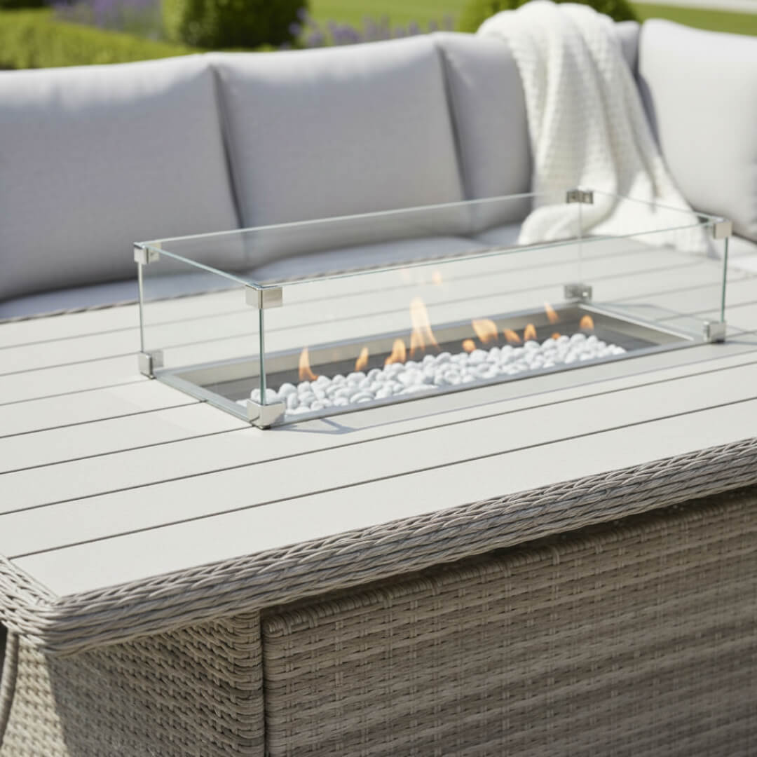 L Corner Sofa Set with Firepit Table