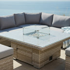 50p Corner Sofa Set with 2 Stools & Firepit Table