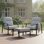 2 Chair Reclining Lounge Bistro Set with Footstools & Side Table