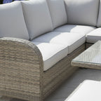 L Corner Sofa Set with Height Adjustable Table