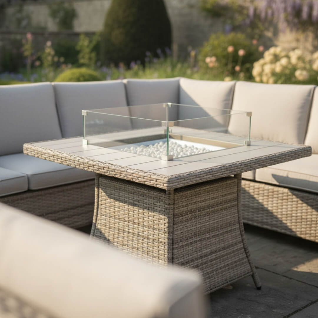 U Shaped Corner Sofa Set with Firepit Table