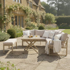 L Corner Sofa Set with Bench, X-leg Dining Table