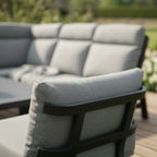 Reclining L Corner Sofa Set with 2 Stools & Piston Height Adjustable Table