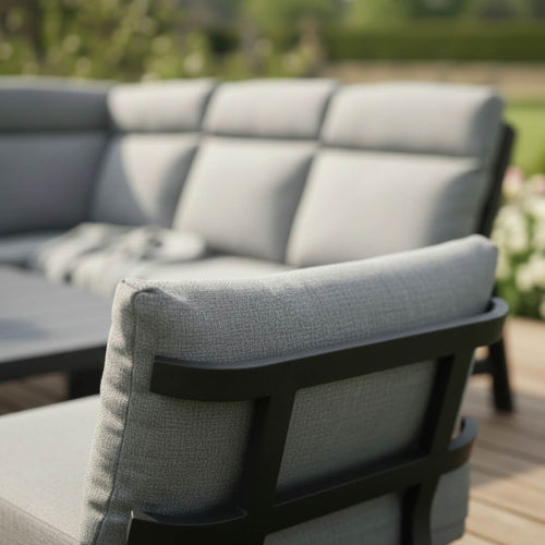 Reclining L Corner Sofa Set with 2 Stools & Piston Height Adjustable Table