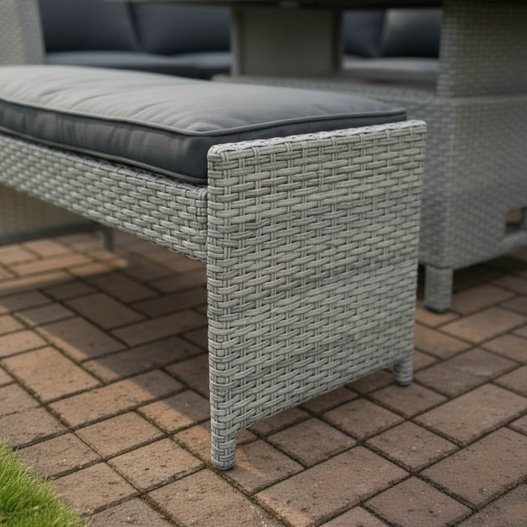 L Corner Sofa Set with Bench, Stool & Height Adjustable Table