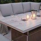 L Corner Sofa Set with Bench, Stool & Height Adjustable Table