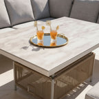 L Corner Sofa Set with Armchair, Bench & Height Adjustable Table