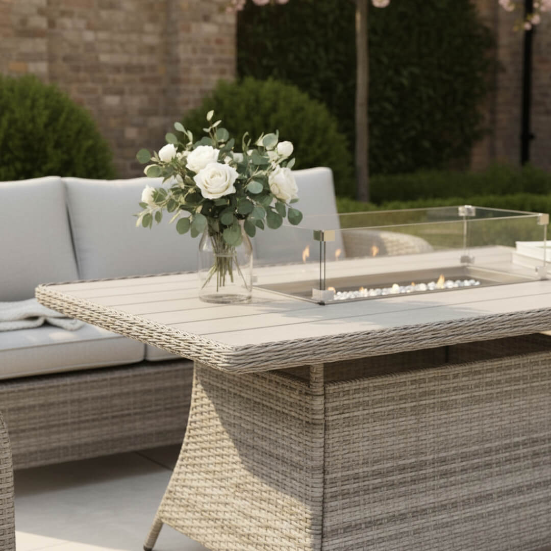 3-Seater Sofa Set with 2 Armchairs & Firepit Table