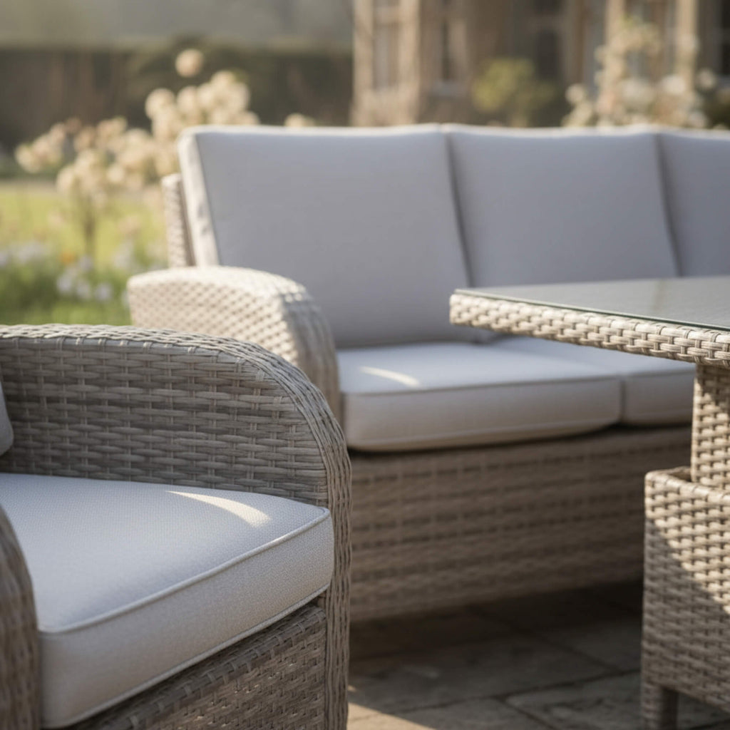 3-Seater Sofa Set with 2 Armchairs & Height Adjustable Table