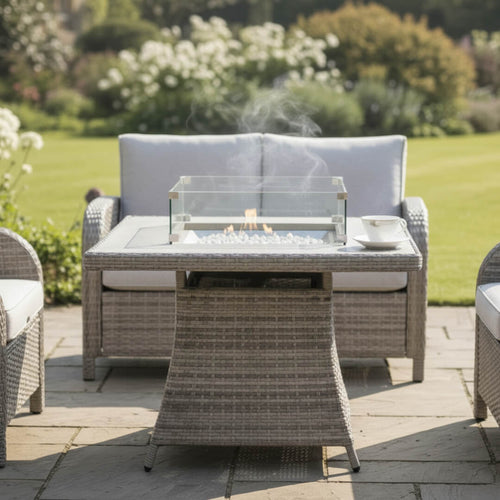 2-Seater Sofa Set with 2 Armchairs & Firepit Table