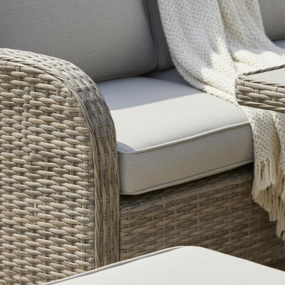 L Corner Sofa Set with Firepit Table