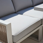 L Corner Sofa Set with Armchair, Bench & Height Adjustable Table