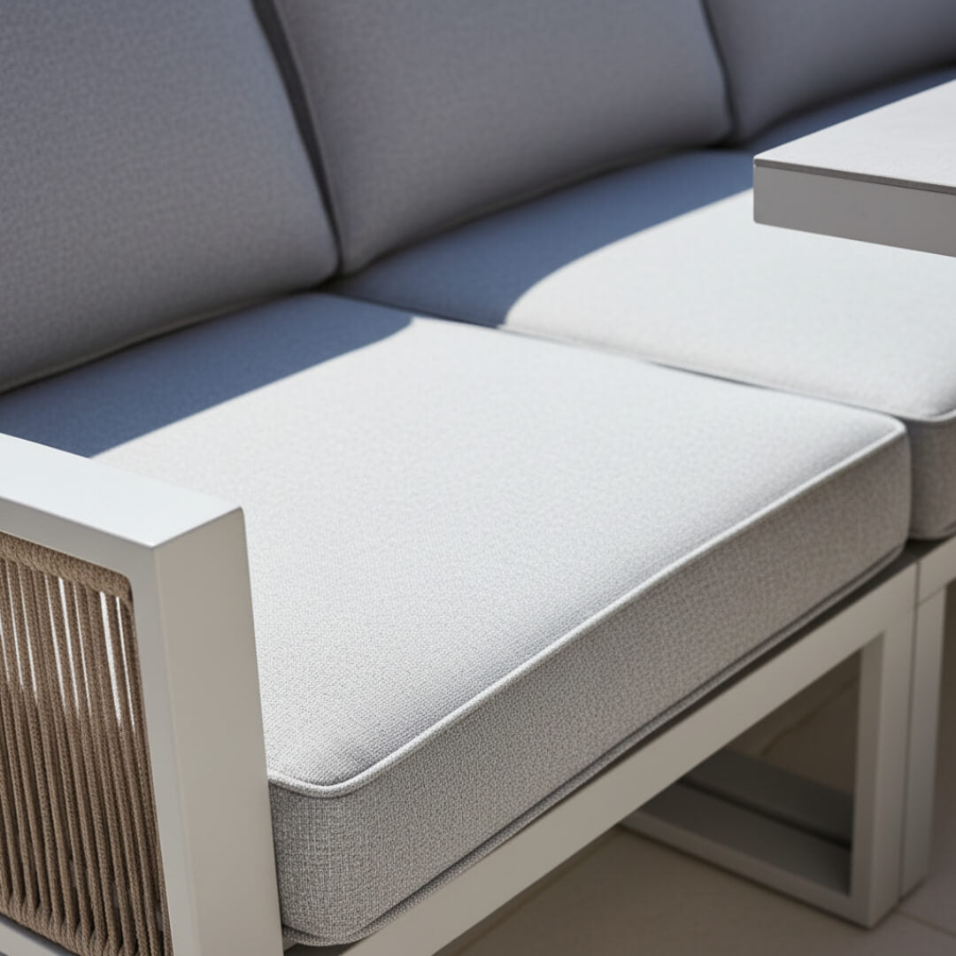L Corner Sofa Set with Armchair, Bench & Height Adjustable Table