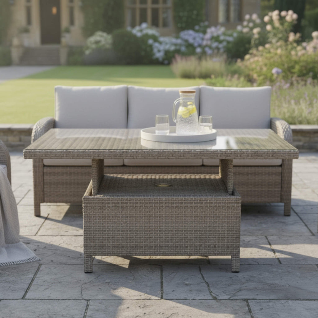 3-Seater Sofa Set with 2 Armchairs & Height Adjustable Table