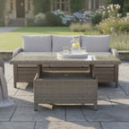 3-Seater Sofa Set with 2 Armchairs & Height Adjustable Table