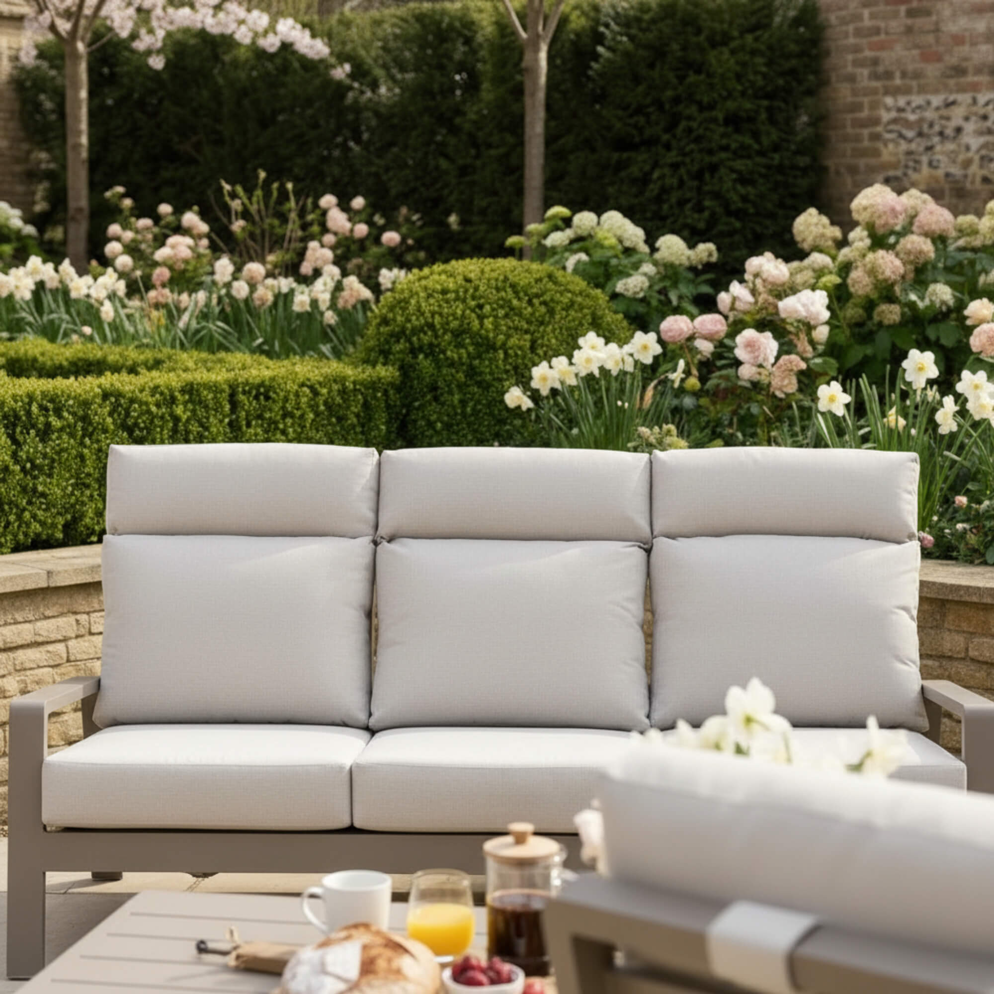 Reclining 3-Seater Sofa Set with 2 Reclining Armchairs & Piston Height Adjustable Table