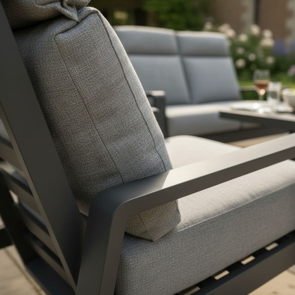 Reclining 3-Seater Sofa Set with 2 Reclining Armchairs & Piston Height Adjustable Table