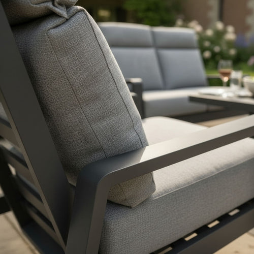 Reclining 3-Seater Sofa Set with 2 Reclining Armchairs & Piston Height Adjustable Table