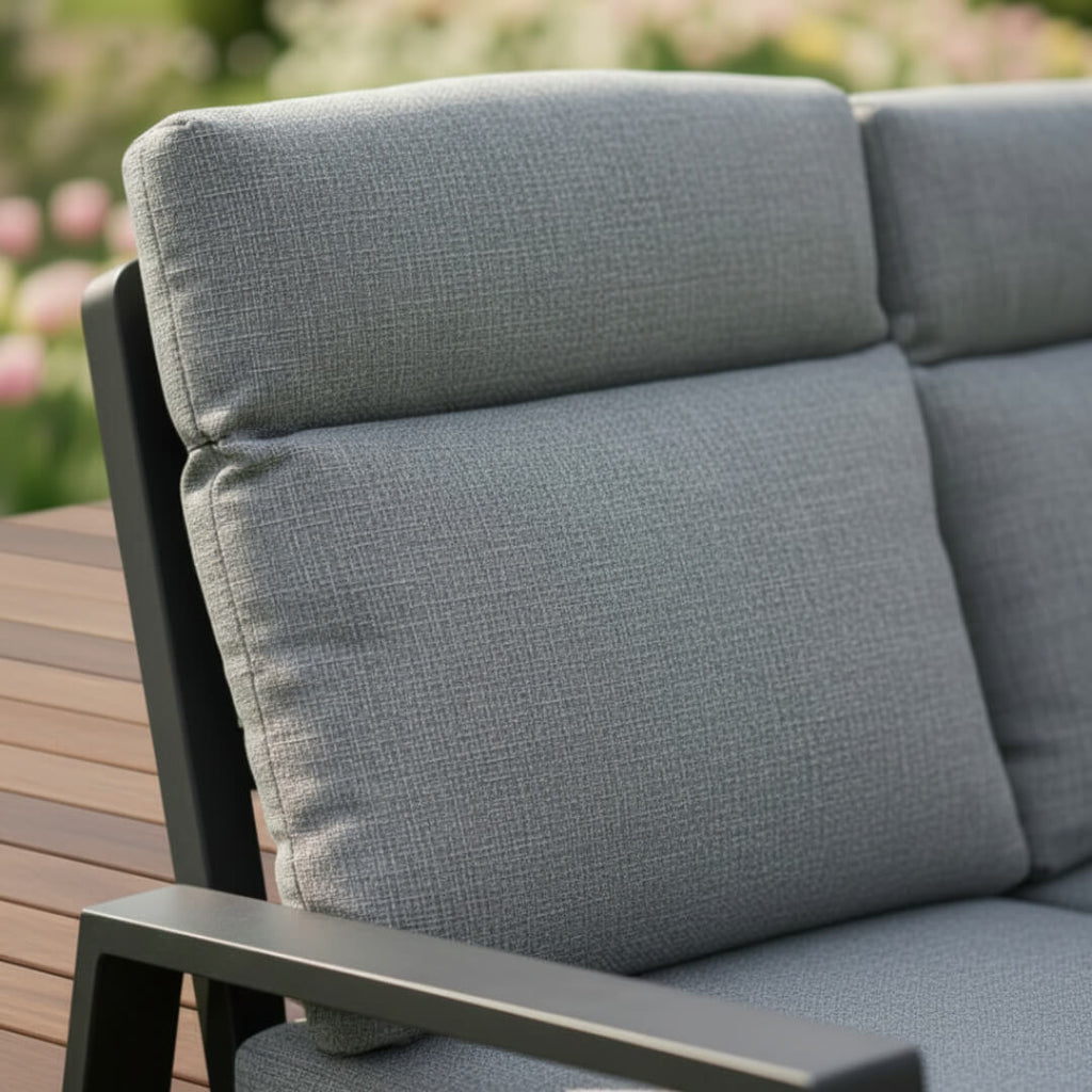Reclining L Corner Sofa Set with 2 Stools & Piston Height Adjustable Table