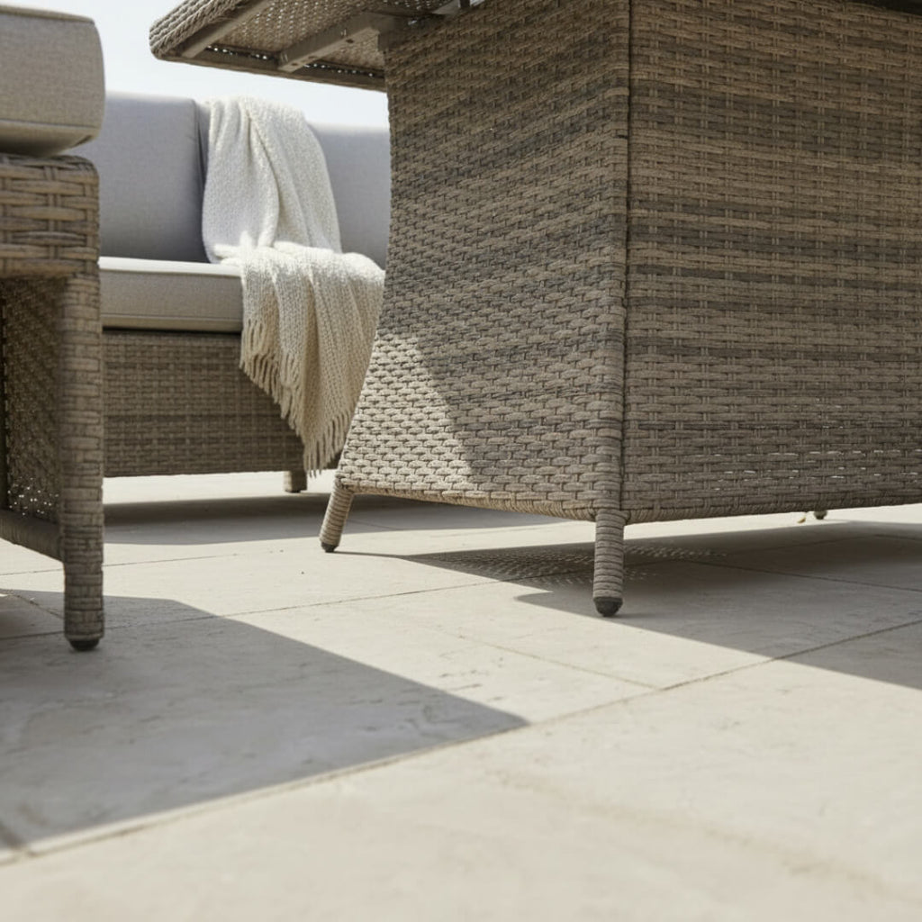 L Corner Sofa Set with Firepit Table