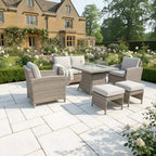 2-Seater Sofa Set with 2 Armchairs & Firepit Table
